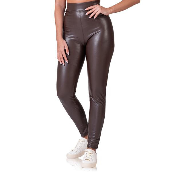 Dámske kožené legíny RELAX & GO LEATHEROPTIC LEGGINGS - BELLINDA - tmavohnedé S