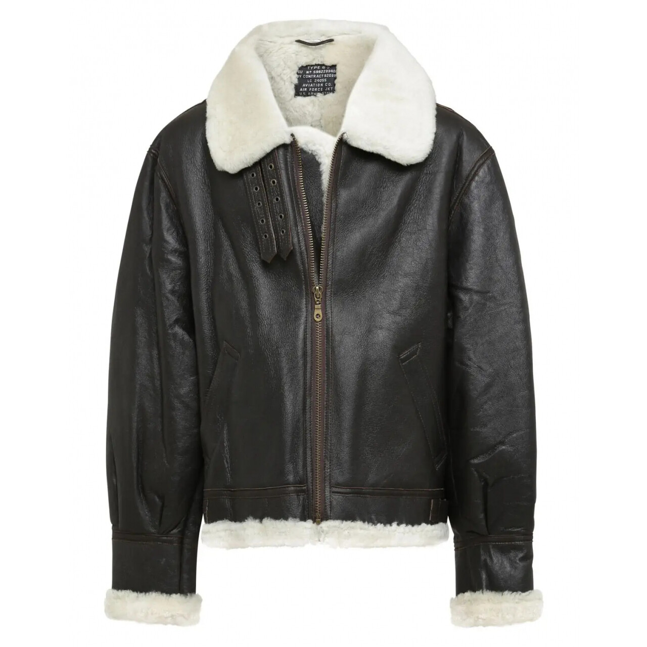 Bunda kožená Mil-Tec US Bomber B3 s golierom - hnedá, S