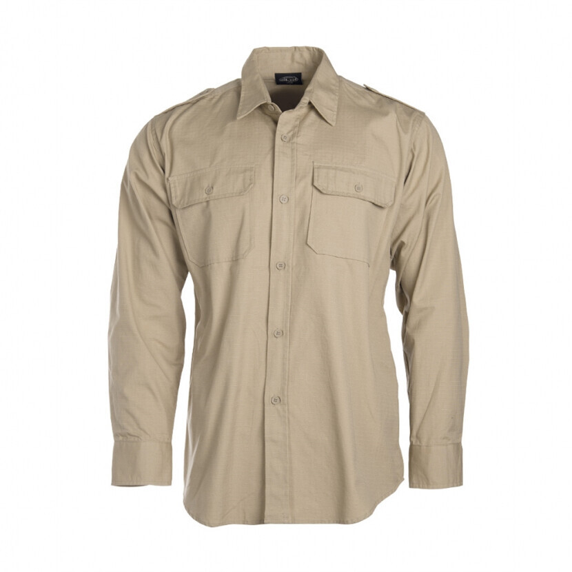 Košeľa Tropical s dlhým rukávom - khaki, S