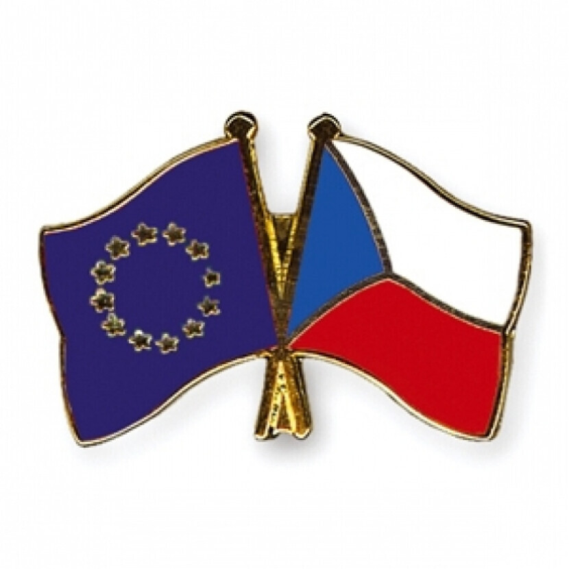 Odznak (pins) vlajka Európska únia (EÚ)+Česká republika - farebný