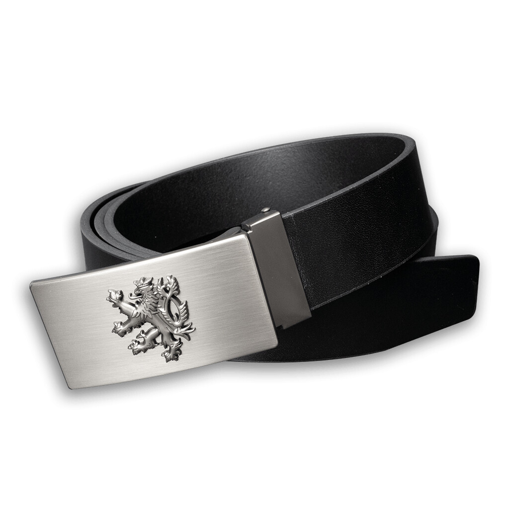 Opasok kožený Český lev 3,5 cm - čierny, 100