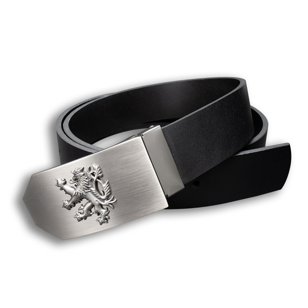 Opasok kožený Český lev 4 cm - čierny, 100