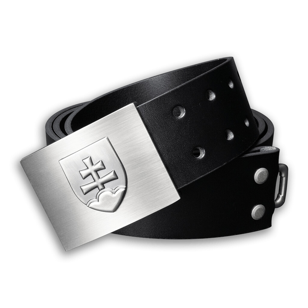 Opasok kožený Slovenský znak 4,5 cm - čierny, 100