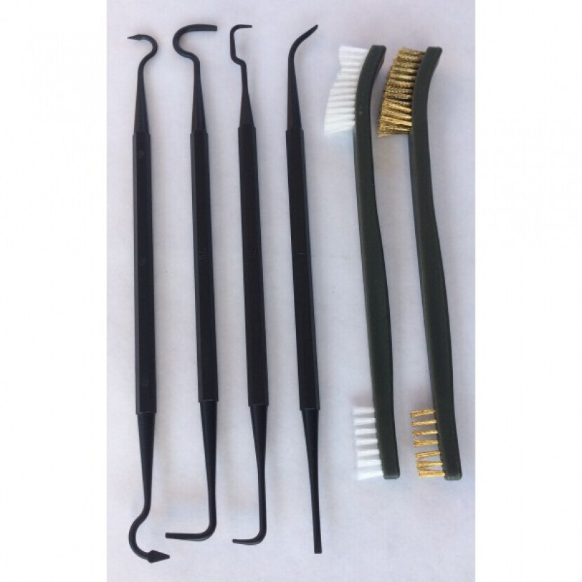 Súprava polymérových háčikov a kefiek Shoshannah 4+2 ks - sivá