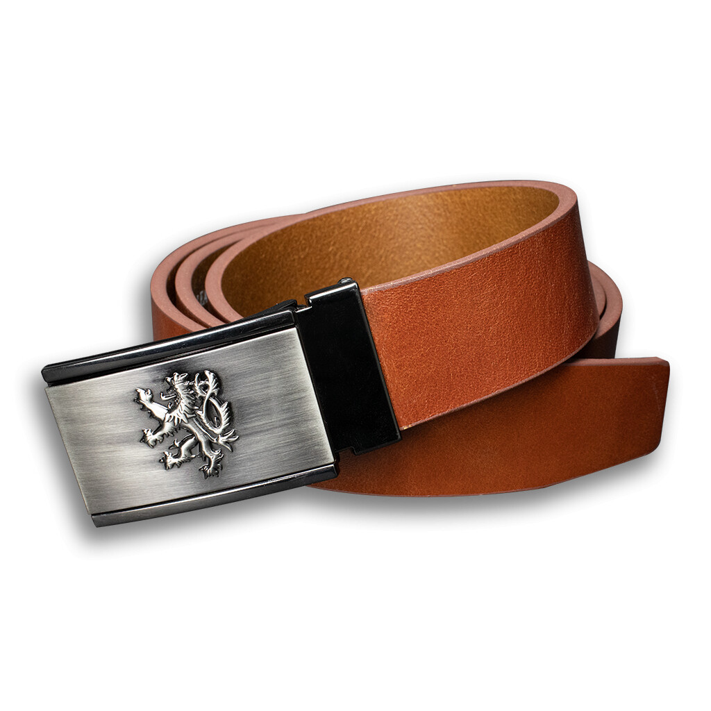 Opasok kožený Český lev Patina 3,5 cm - hnedý, 100