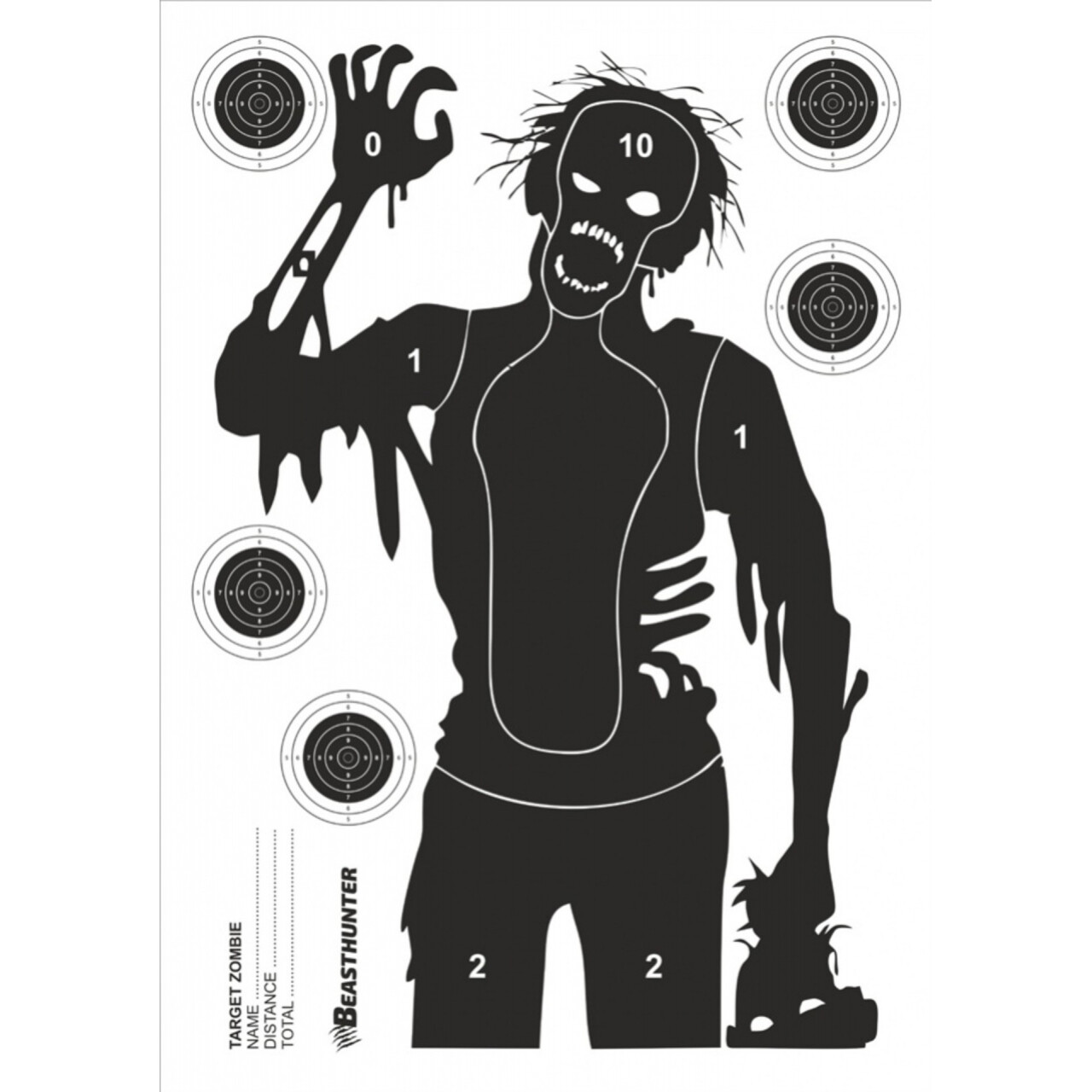 Terč silueta Beast Hunter Zombie 10ks - biely-čierny