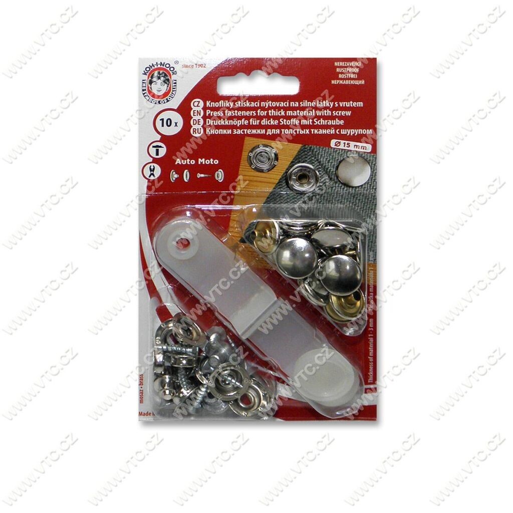 Súprava cvokov Koh-I-Noor AM6 strieborný nikel+vrút hladký blister 10 ks - strieborný