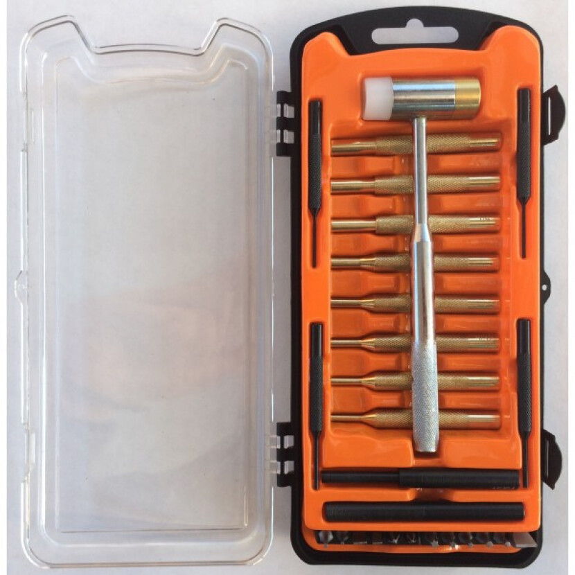 Sada puškárske kladivko a vybíjacie tŕne - strieborné-oranžové