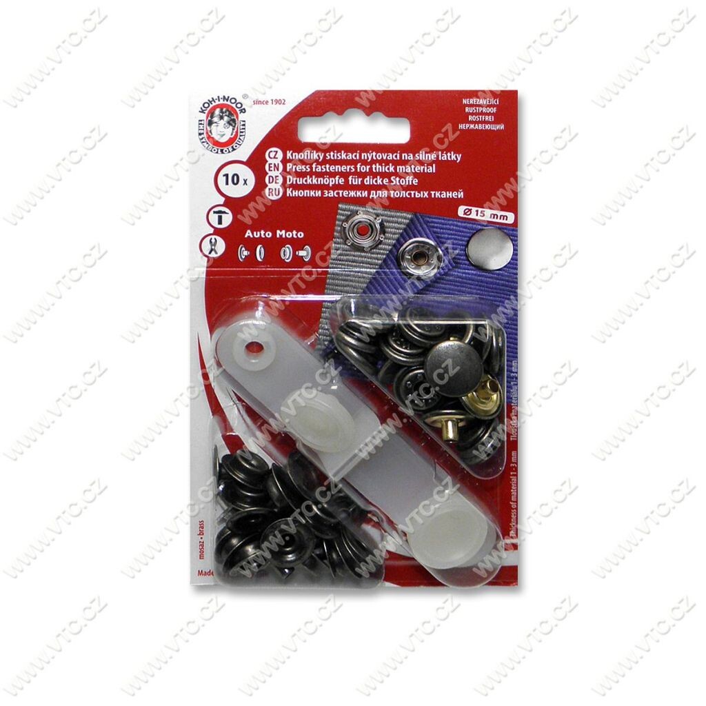 Súprava cvokov Koh-I-Noor AM6 antik hladký blister 10 ks - sivá