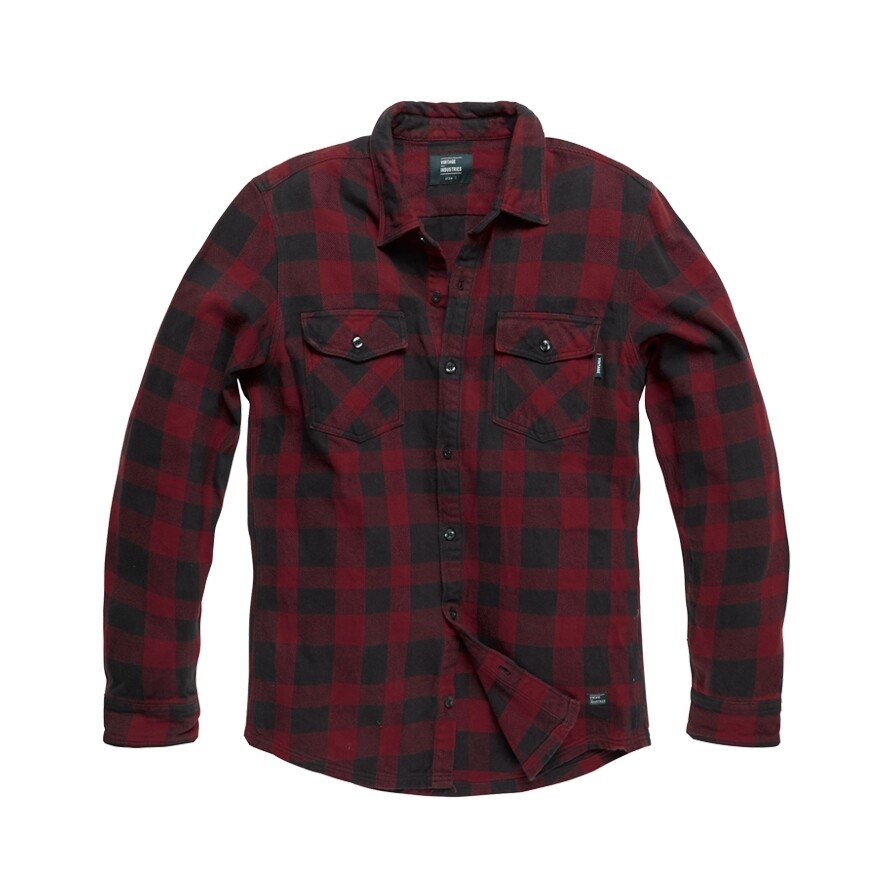 Košeľa Vintage Industries Globe Heavyweight - červená, S