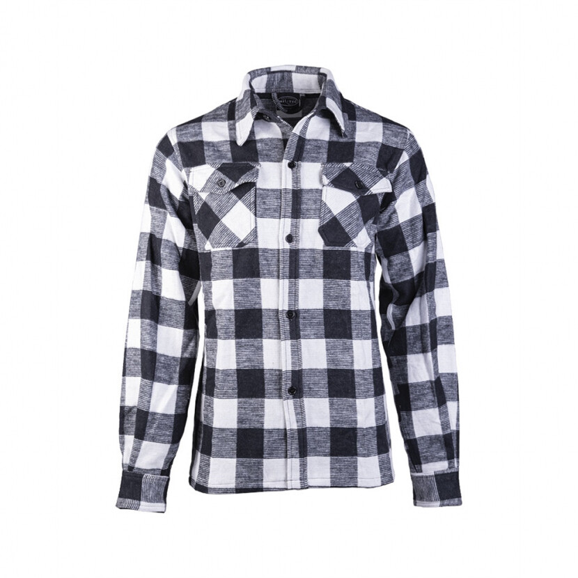 Košeľa drevorubačská na gombíky - biela-čierna, S