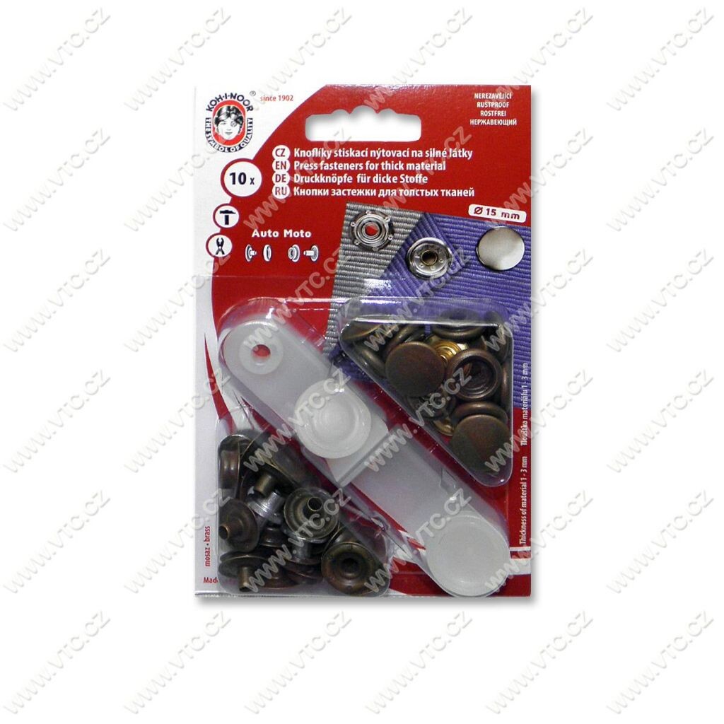 Súprava cvokov Koh-I-Noor AM6 staromosadz hladký blister 10 ks - bronzová