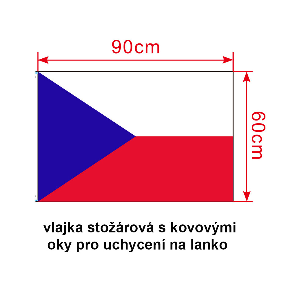 Vlajka Česká republika 90x60 cm na stožiar