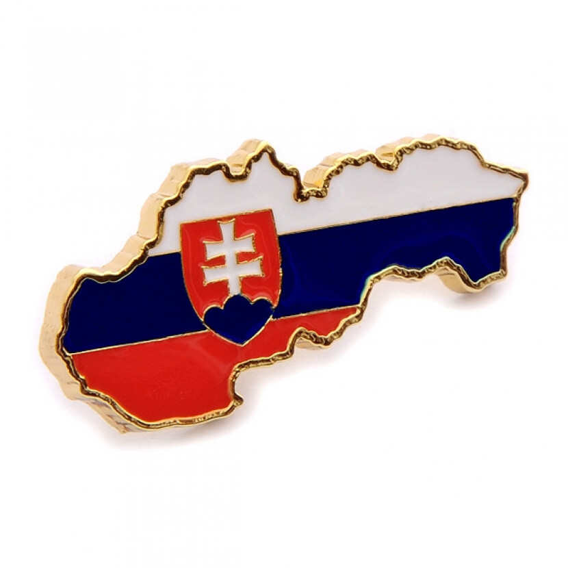 Odznak (pins) mapa Slovensko 3x1,5 cm - farebný