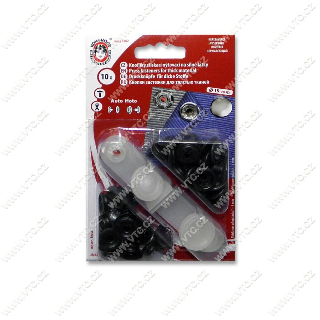 Sada cvokov Koh-I-Noor AM6 čierny nikel razba blister 10 ks - čierna