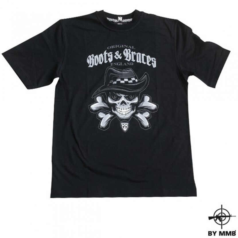 Tričko Boots and Braces Skull II - čierne, S