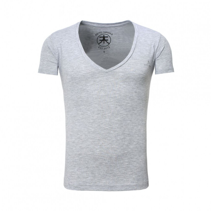 Tričko Akito Tanaka V-Neck - sivé, XXL