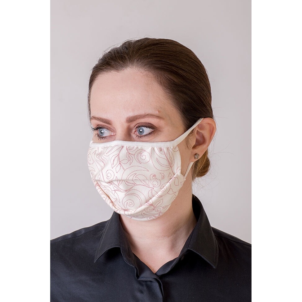 Bavlnená úpletová rúška na ústa a nos dvojvrstvová Obrysy - biela