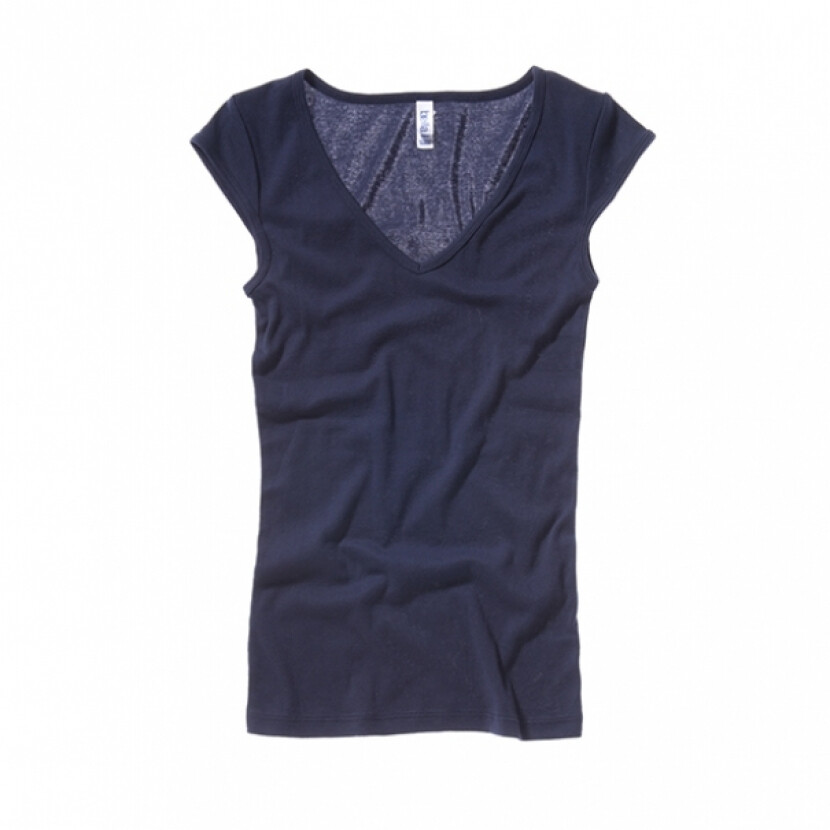 Tričko Bella Mini Rib V-Neck - navy, XL