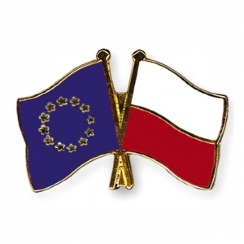 Odznak (pins) vlajka Európska únia (EÚ)+Poľsko - farebný
