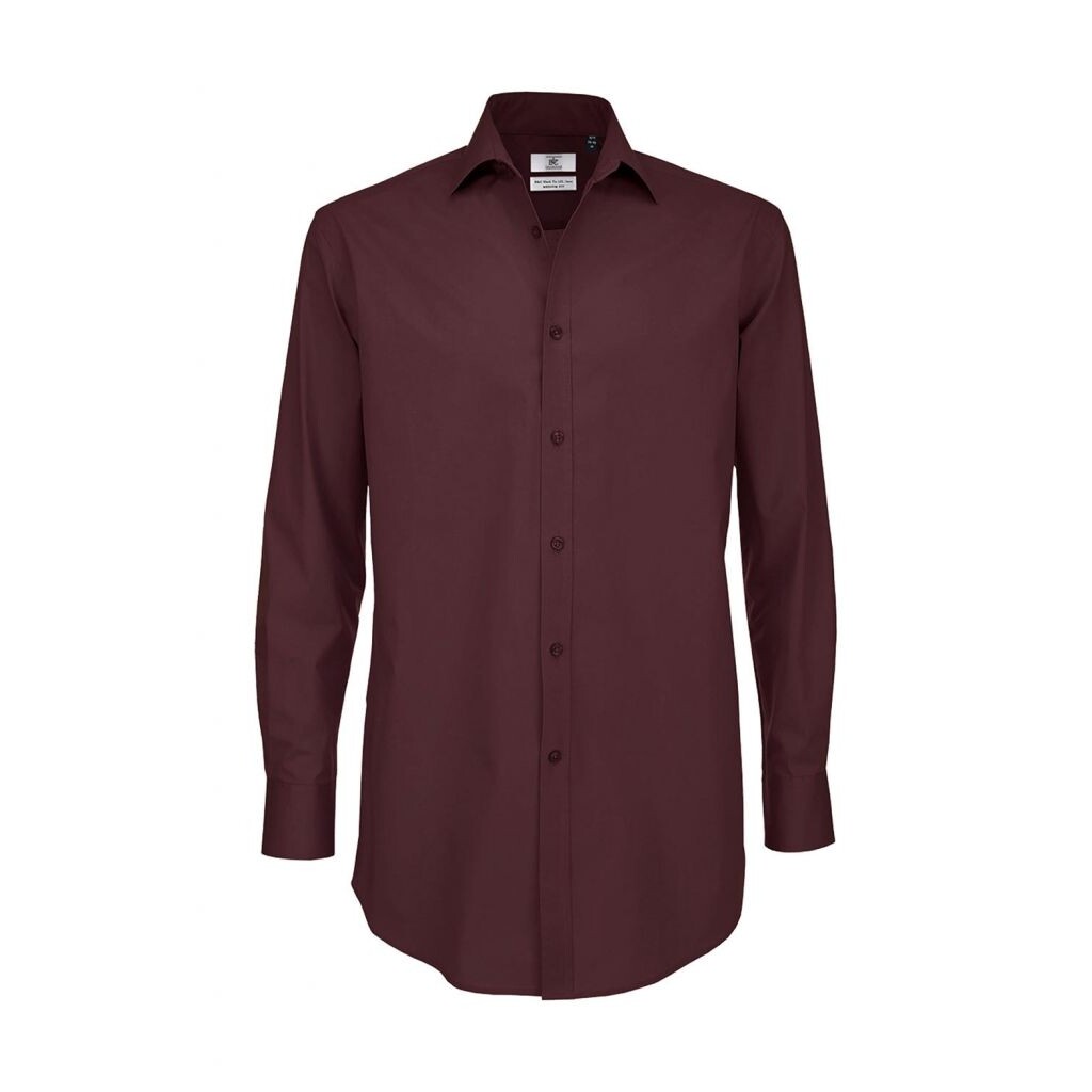 Košeľa pánska B&C Elastane s dlhým rukávom - fialová, 3XL