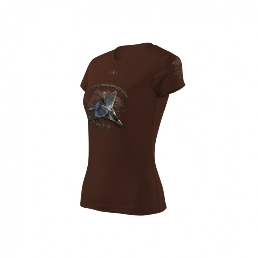 Tričko dámske Antonio so stíhačkou MIG-29 RUS - hnedé, S