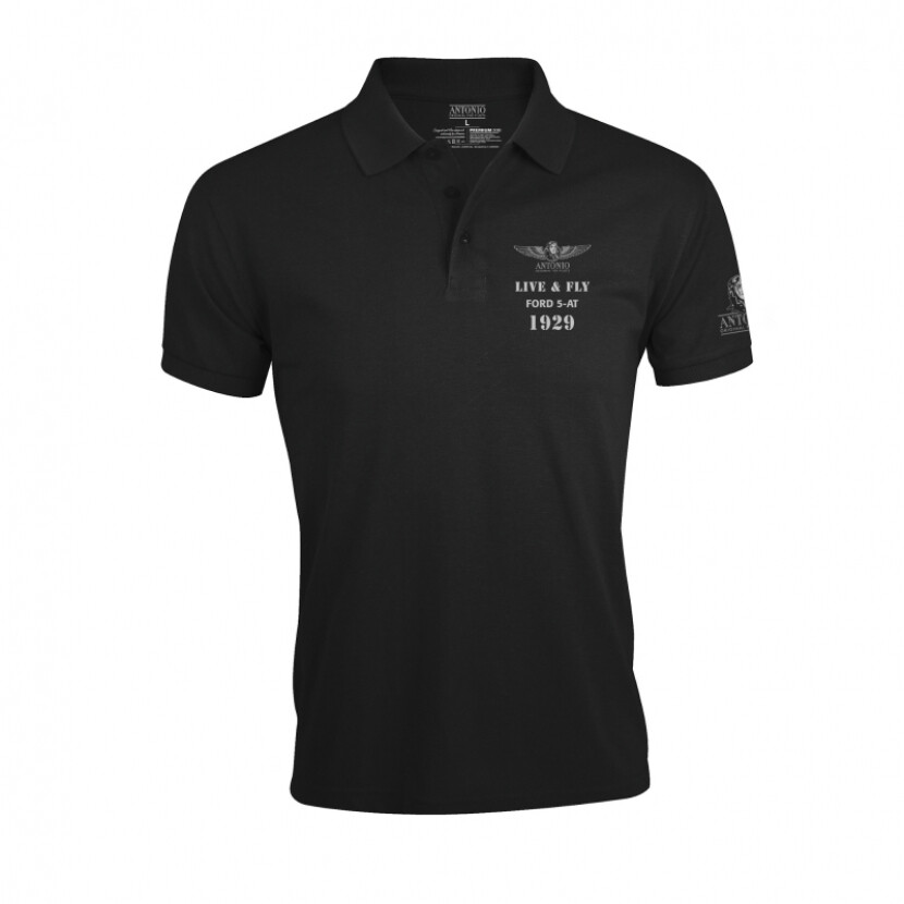 Polokošeľa Antonio s lietadlom FORD 5-AT - čierna, XXL
