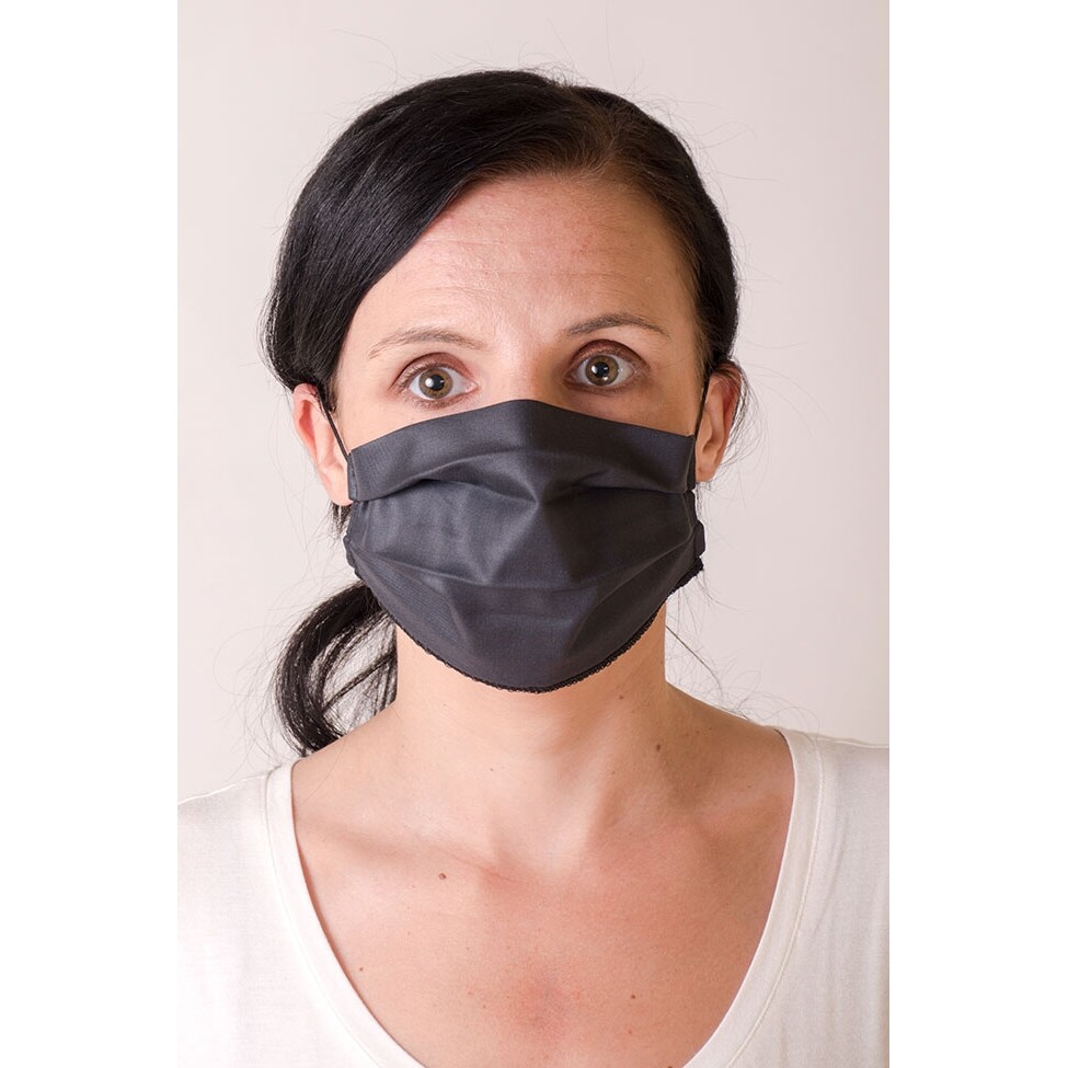 Bavlnená úpletová rúška dvojvrstvová dámska s gumičkou - čierna