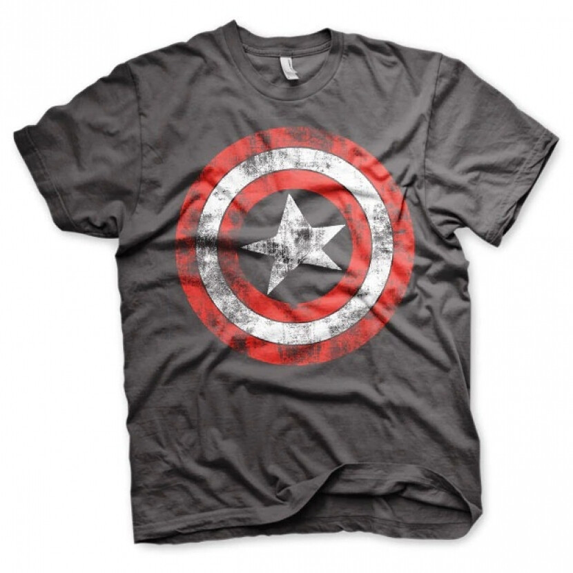 Tričko Captain America Distressed Shield - tmavo sivé, 3XL