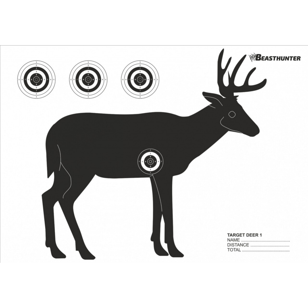 Terč silueta Beast Hunter Jeleň 10ks - biely-čierny