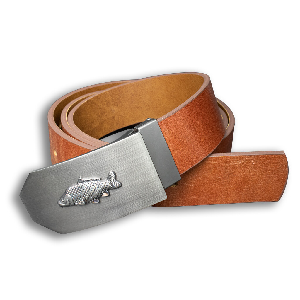 Opasok kožený rybársky Kapor 4 cm - hnedý, 100