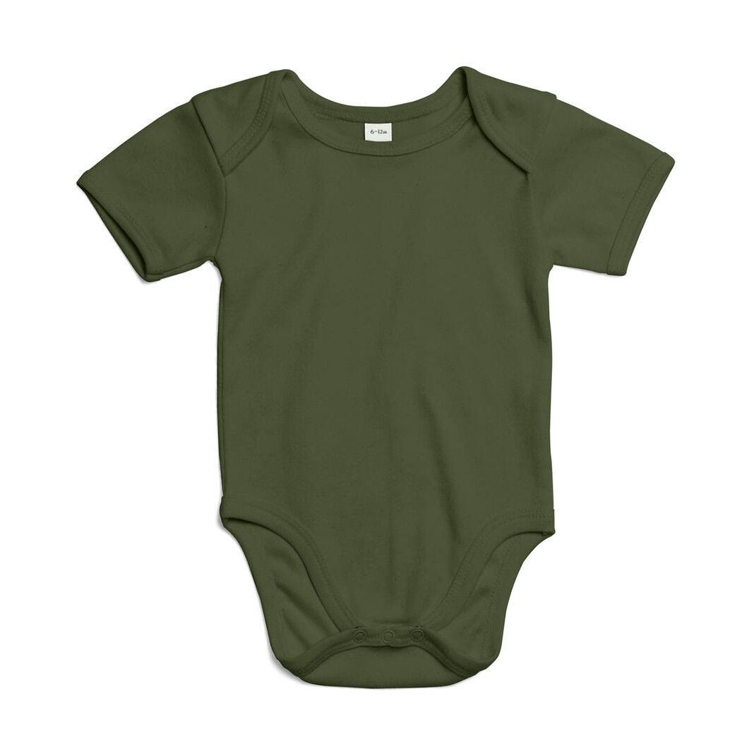 Detské body Babybugz Organic Baby Short - olivové, 6-12 mesiacov
