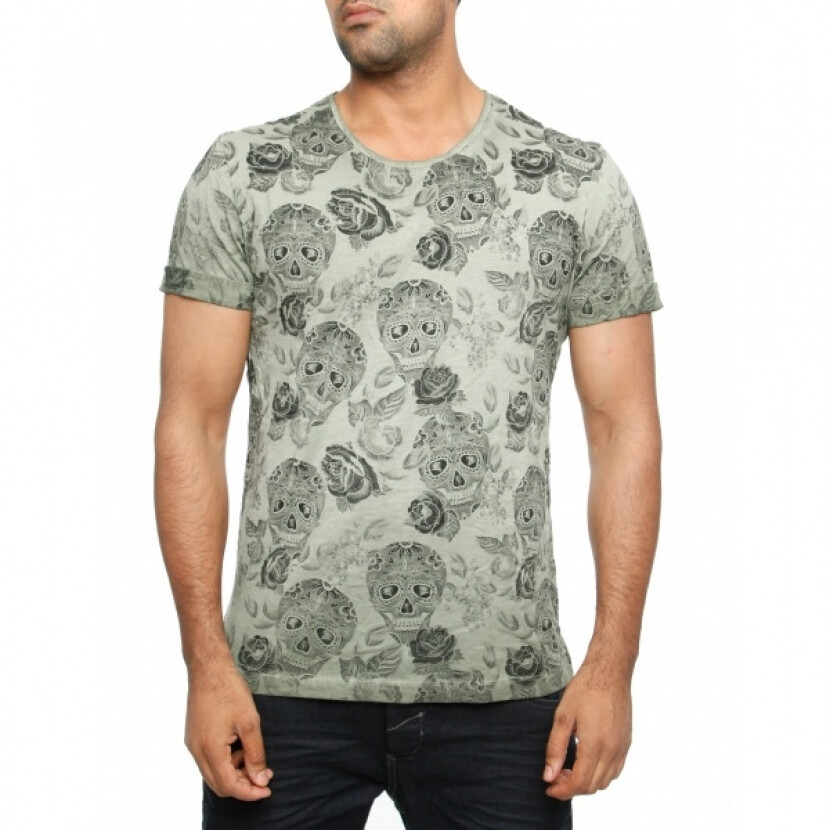 Tričko EKSI Skullhead - olivové, M