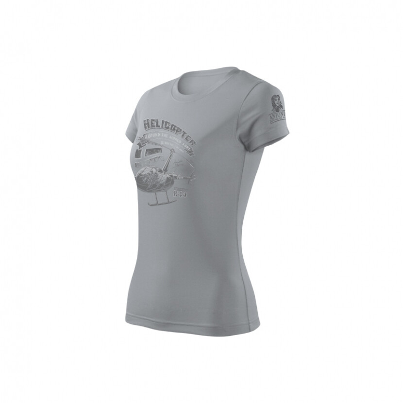 Tričko dámske Antonio s vrtuľníkom ROBINSON R-44 - sivé, XXL