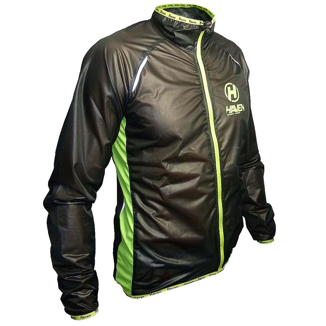 Bunda nepremokavá Haven Ultralight - čierna-zelená, XS