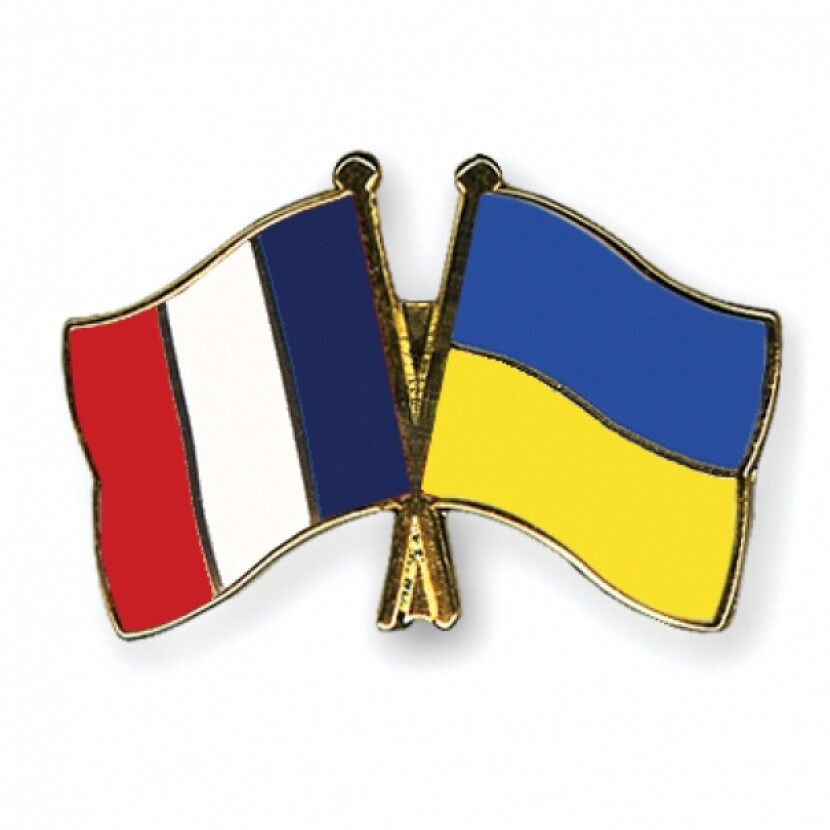 Odznak (pins) 22mm vlajka Francúzsko+Ukrajina - farebný