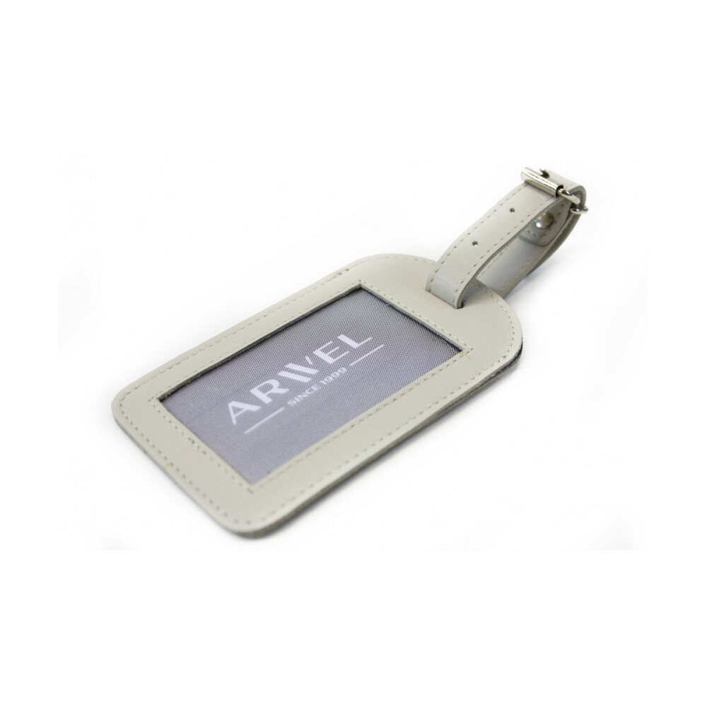 Kožená visačka na batožinu Arwel 5405 - svetlo sivá