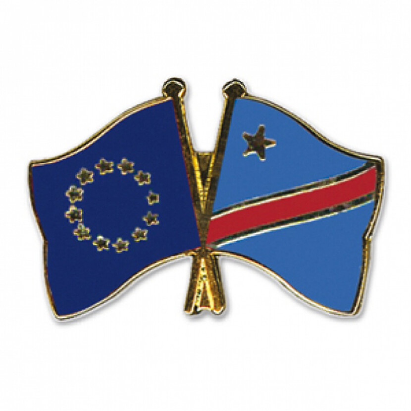 Odznak (pins) 22mm vlajka EU+Kongo (Kinshasa) - farebný