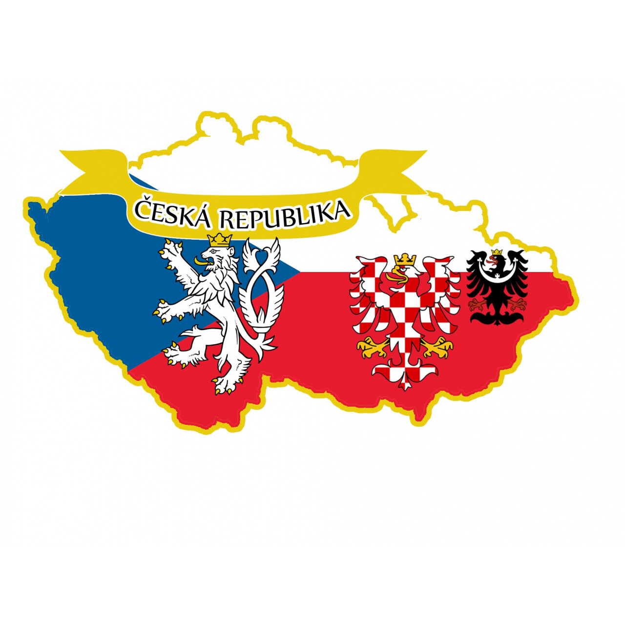 Samolepka Česká mapa so symbolmi 6 x 9 cm - farebná