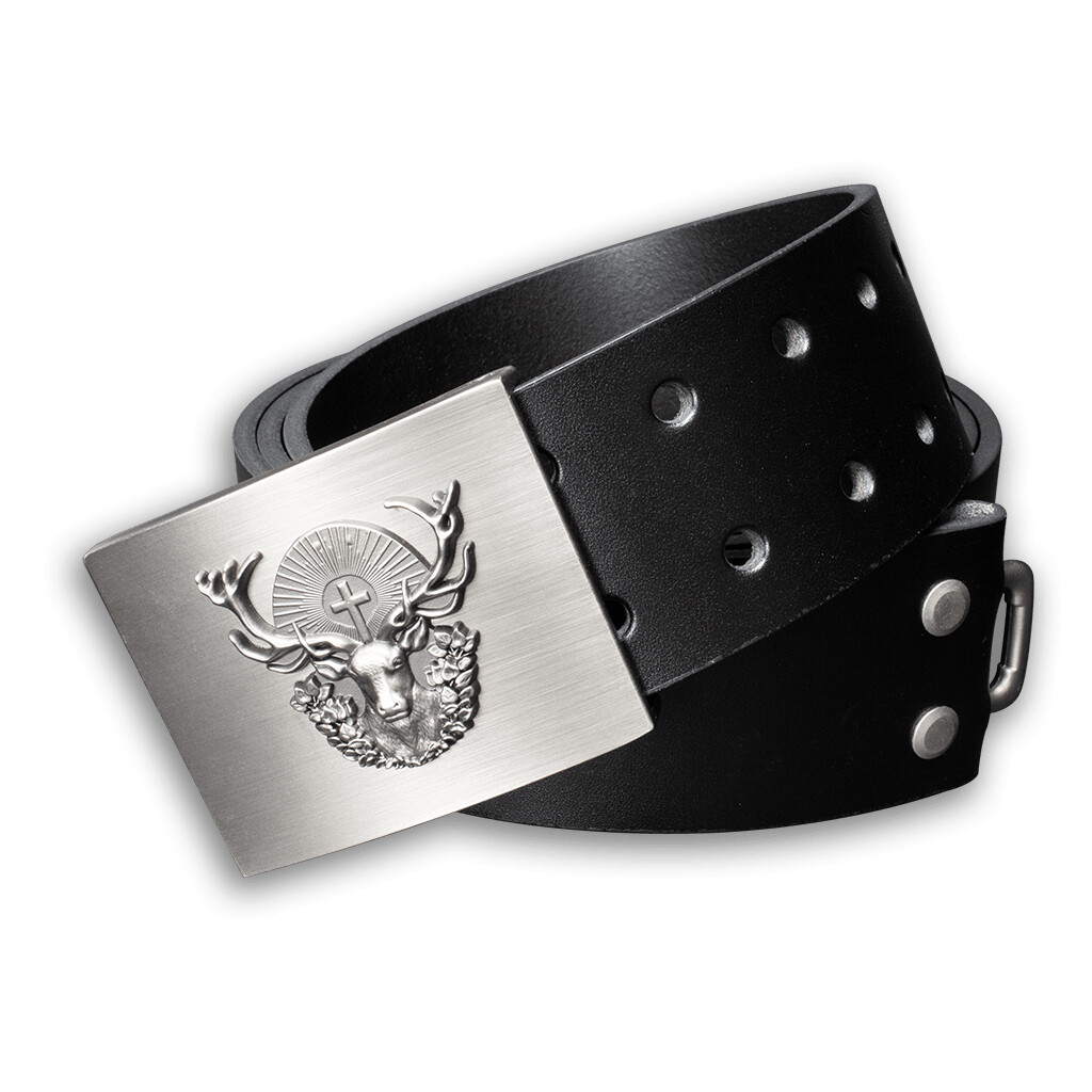 Opasok kožený poľovnícky Jeleň Hubert 4,5 cm - čierny, 100