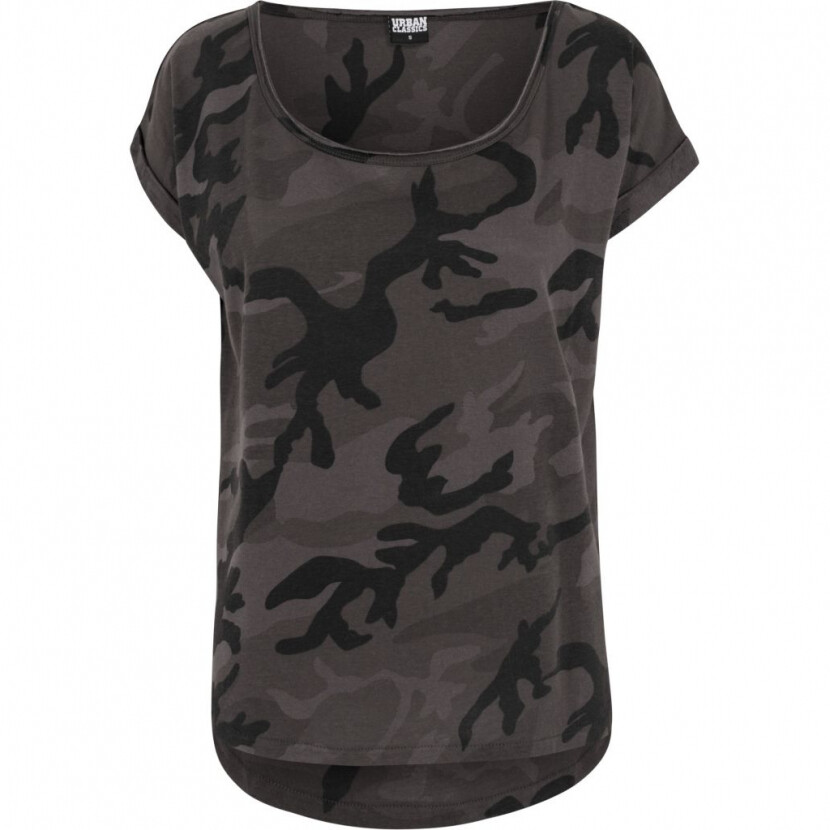 Tričko dámske Urban Classics Camo Back Shaped - blackcamo, 4XL
