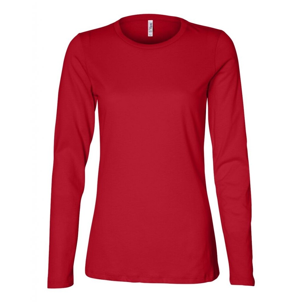Ľahká mikina Bella+Canvas Long Sleeve - červená, XXL
