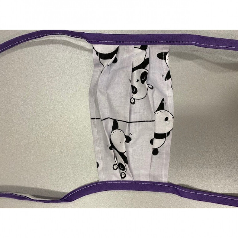 Detská bavlnená úpletová rúška na ústa a nos Panda - sivá-fialová