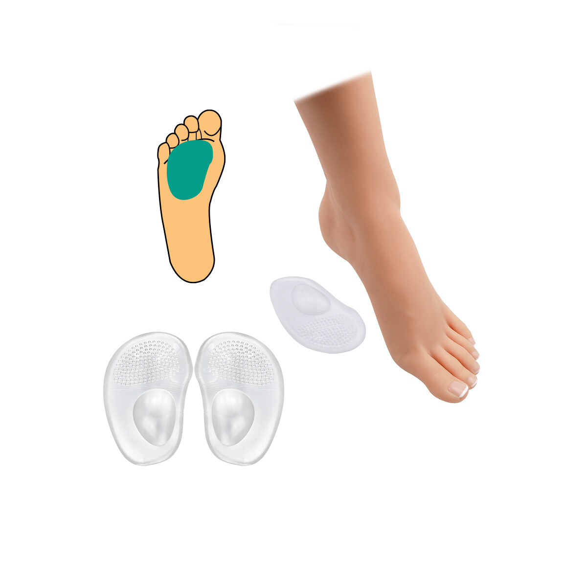 Metavankúšik s podporou priečnej klenby Metavankúšik HealMed Gel - priehľadný