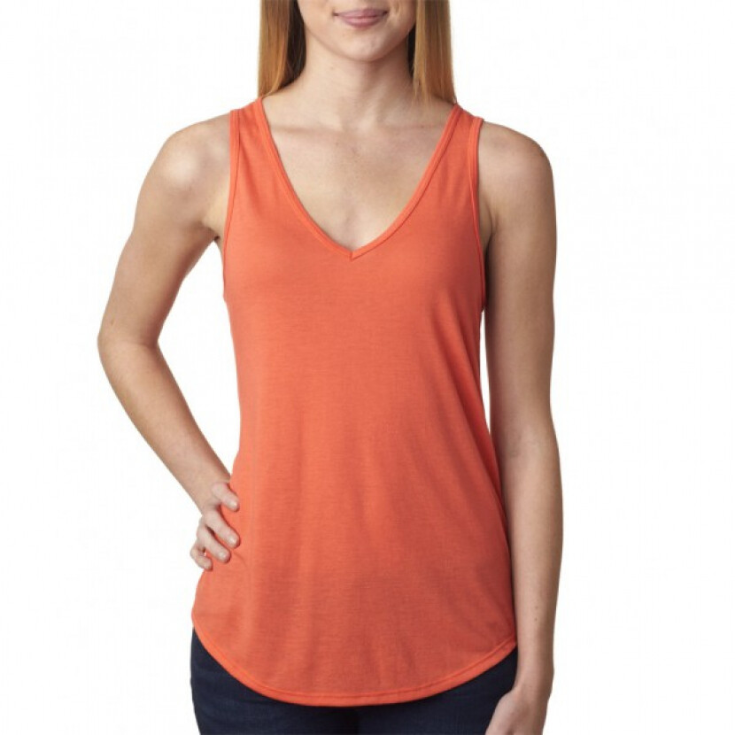 Tielko Bella Flowy V-neck Tank - oranžové, XL