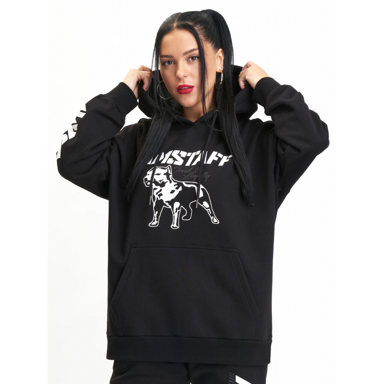 Mikina dámska s kapucňou Babystaff Logo - čierna, XL