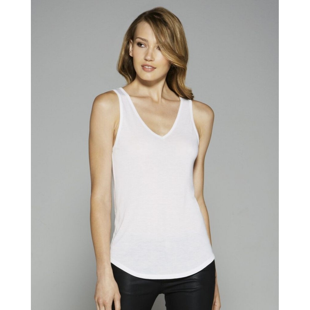 Tielko Bella Flowy V-neck Tank - biele, L