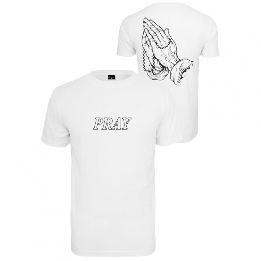 Tričko Mister Tee Pray Hands - biele, XS