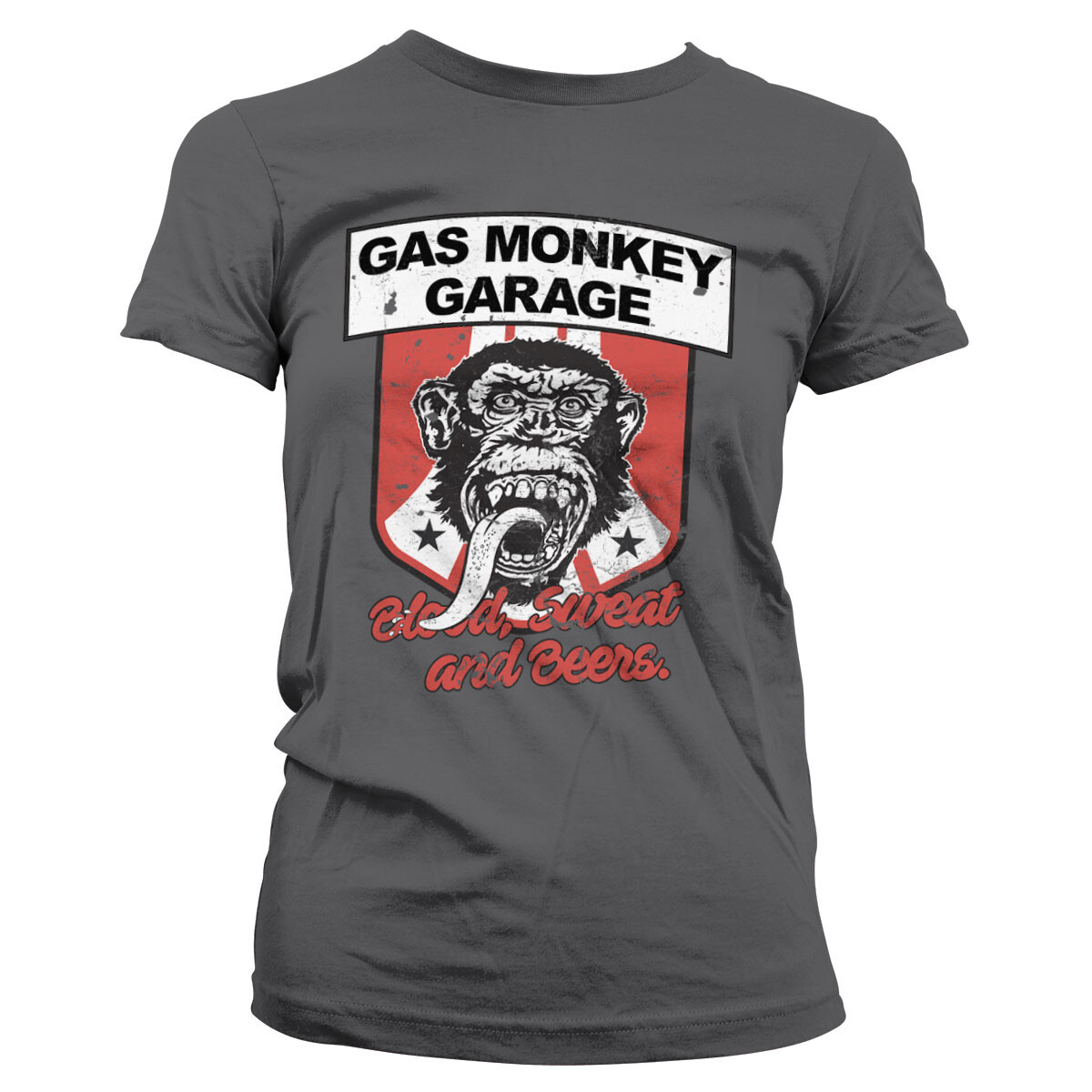 Tričko dámske Gas Monkey Garage Stripes Shield - tmavo sivé, XL