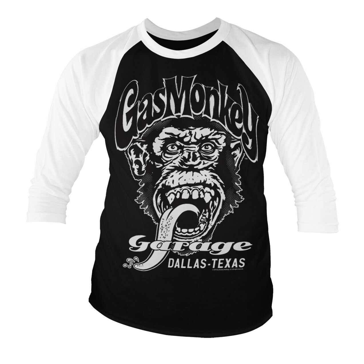 Tričko 3/4 Gas Monkey Garage Dallas Texas Baseball - čierne-biele, S
